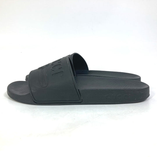 GUCCI Sandals 522887 rubber black logo slide Women 7 Used Authentic