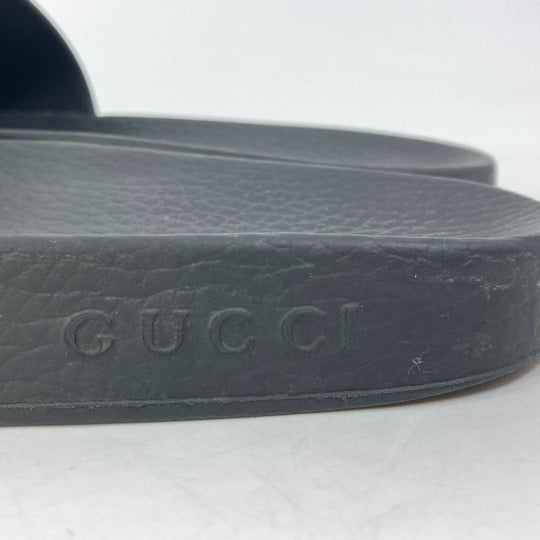 GUCCI Sandals 522887 rubber black logo slide Women 7 Used Authentic