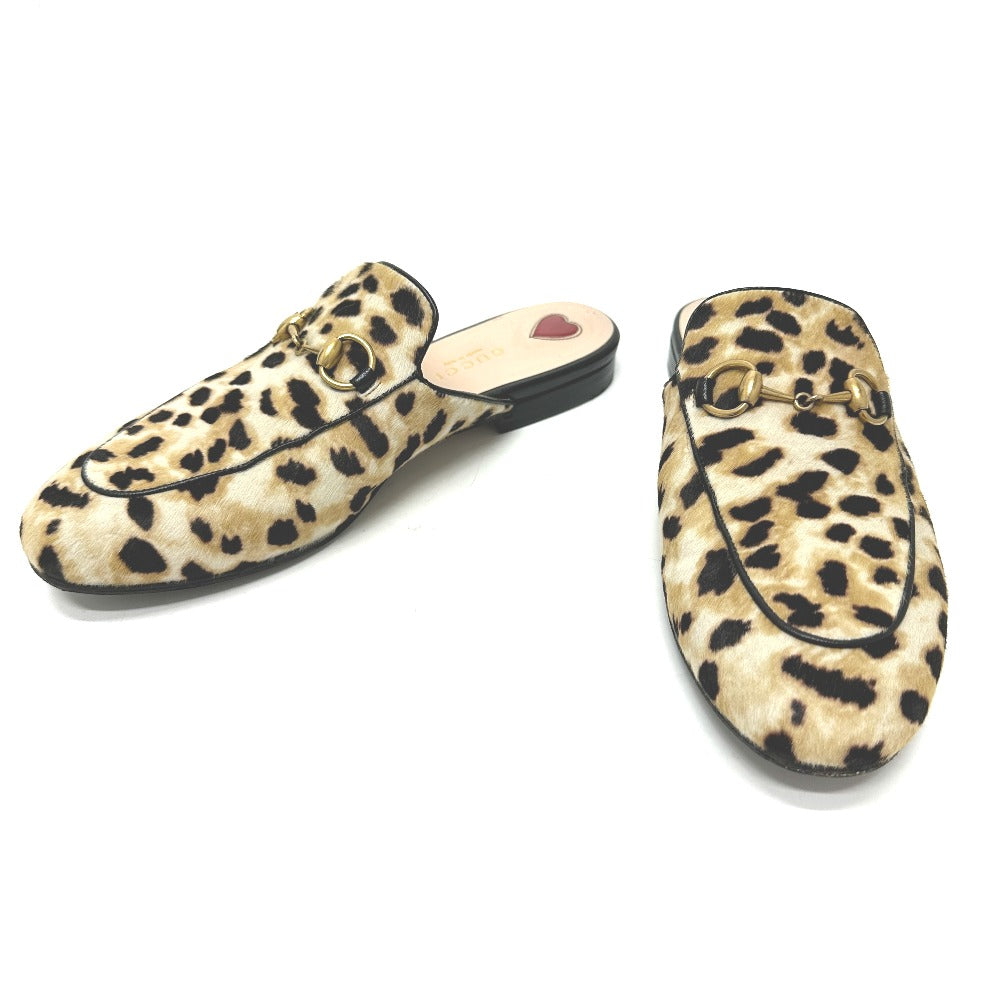 GUCCI Sandals 476250 Harako beige Leopard leopard print leopard Horsebit Women 36 Used Authentic