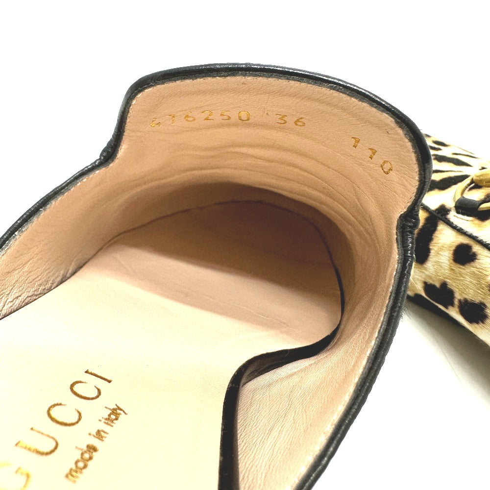 GUCCI Sandals 476250 Harako beige Leopard leopard print leopard Horsebit Women 36 Used Authentic