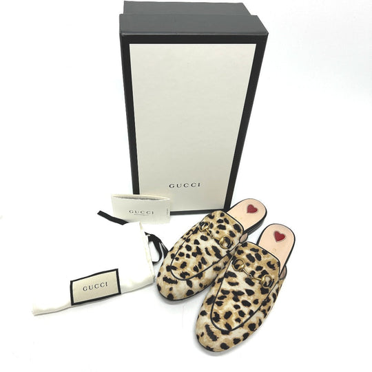 GUCCI Sandals 476250 Harako beige Leopard leopard print leopard Horsebit Women 36 Used Authentic