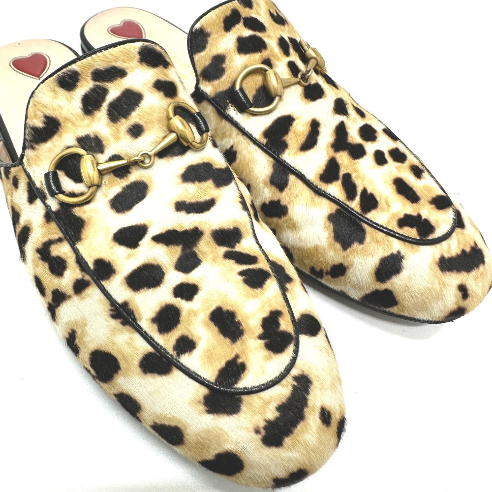 GUCCI Sandals 476250 Harako beige Leopard leopard print leopard Horsebit Women 36 Used Authentic