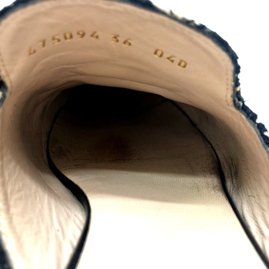 GUCCI Sandals 475094 Lace, Leather black Race Horsebit Women 36 Used Authentic