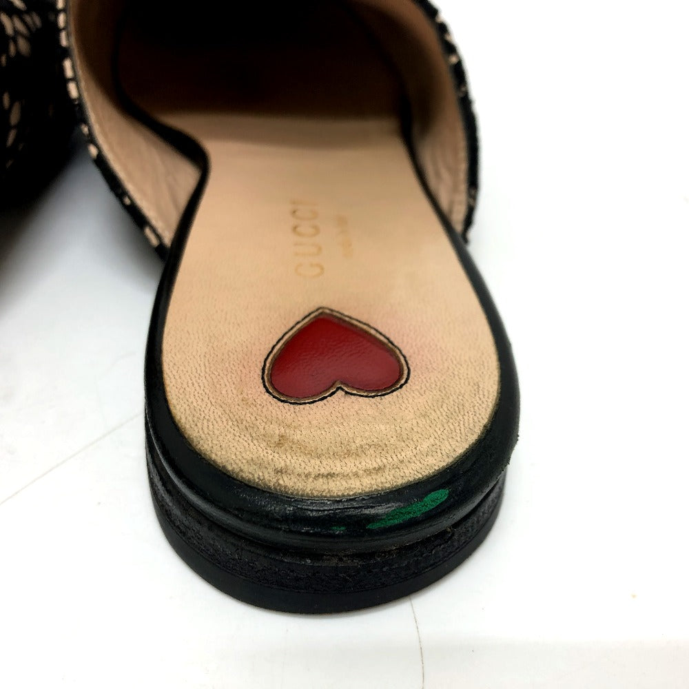 GUCCI Sandals 475094 Lace, Leather black Race Horsebit Women 36 Used Authentic