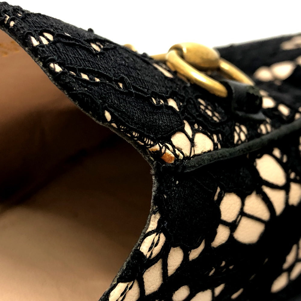 GUCCI Sandals 475094 Lace, Leather black Race Horsebit Women 36 Used Authentic