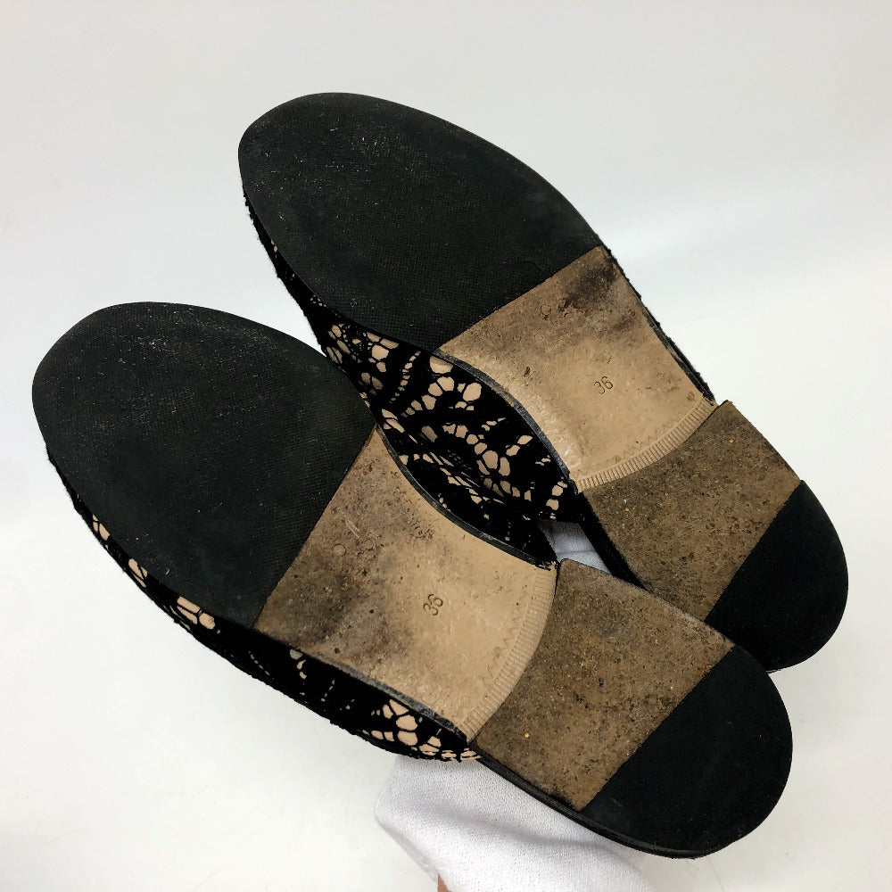 GUCCI Sandals 475094 Lace, Leather black Race Horsebit Women 36 Used Authentic