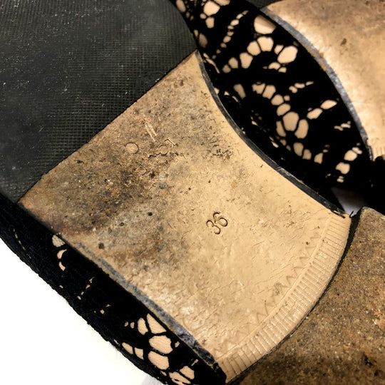 GUCCI Sandals 475094 Lace, Leather black Race Horsebit Women 36 Used Authentic