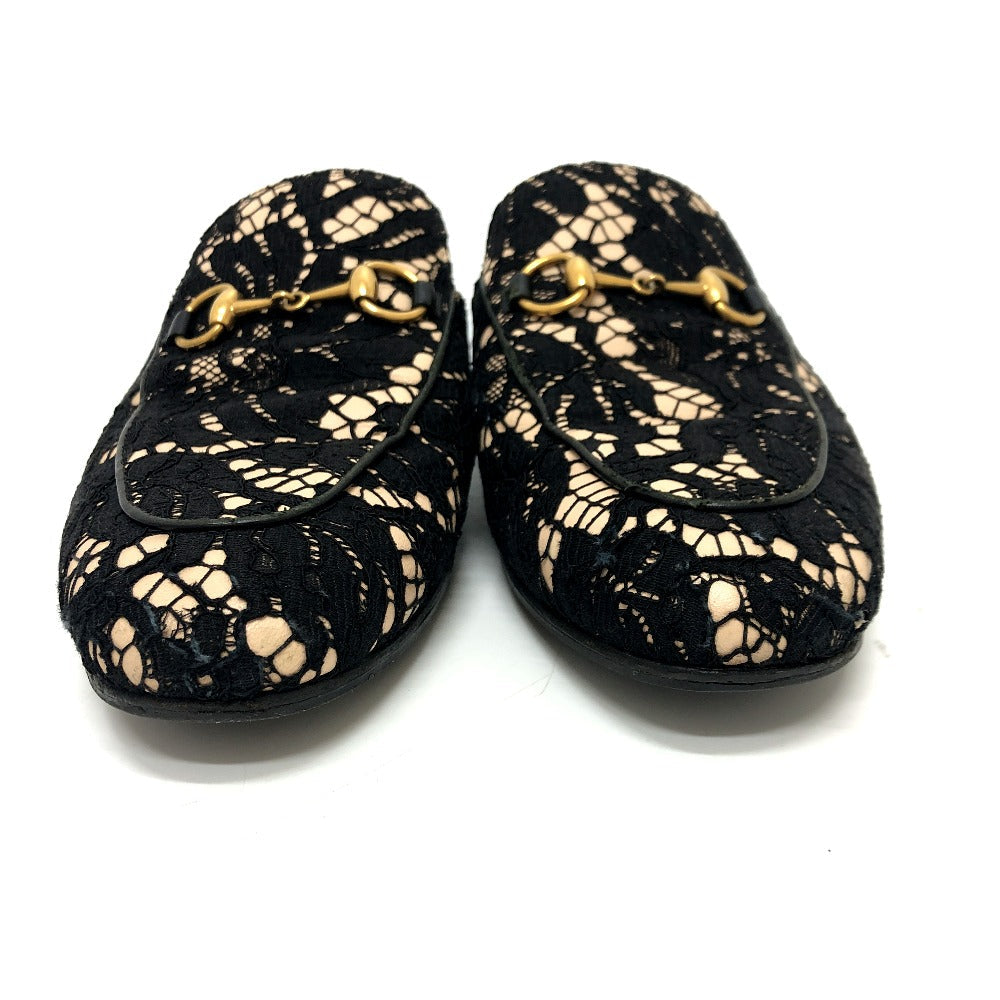 GUCCI Sandals 475094 Lace, Leather black Race Horsebit Women 36 Used Authentic