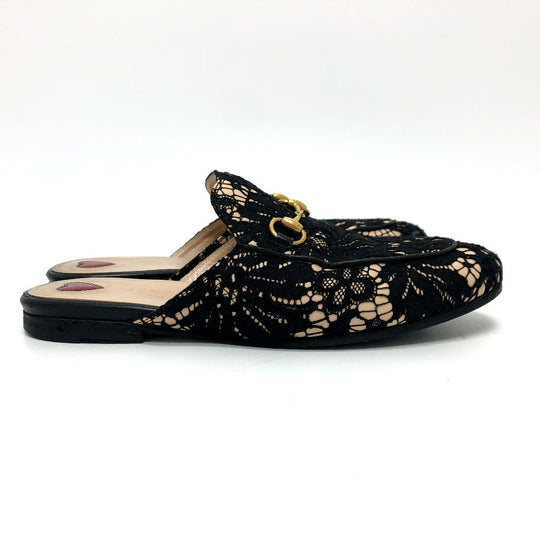 GUCCI Sandals 475094 Lace, Leather black Race Horsebit Women 36 Used Authentic