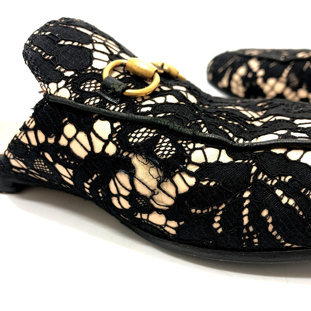 GUCCI Sandals 475094 Lace, Leather black Race Horsebit Women 36 Used Authentic