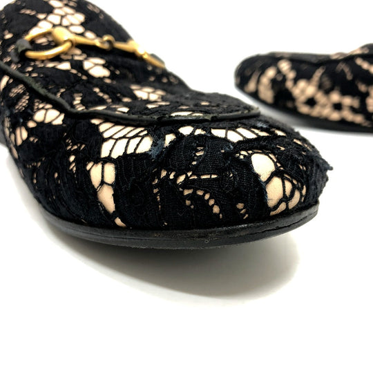 GUCCI Sandals 475094 Lace, Leather black Race Horsebit Women 36 Used Authentic