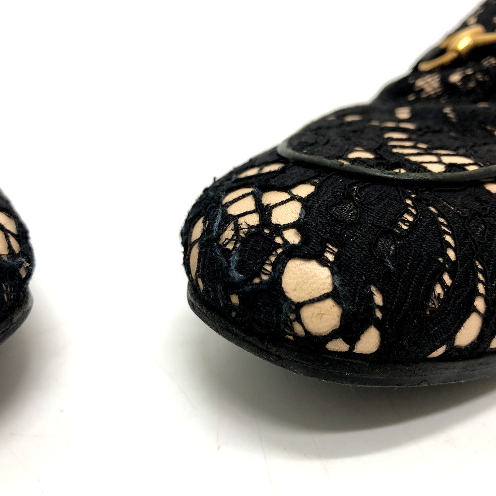 GUCCI Sandals 475094 Lace, Leather black Race Horsebit Women 36 Used Authentic