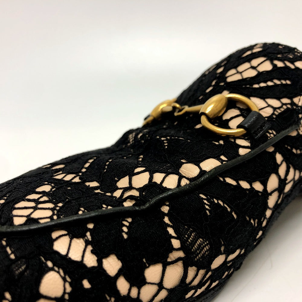 GUCCI Sandals 475094 Lace, Leather black Race Horsebit Women 36 Used Authentic