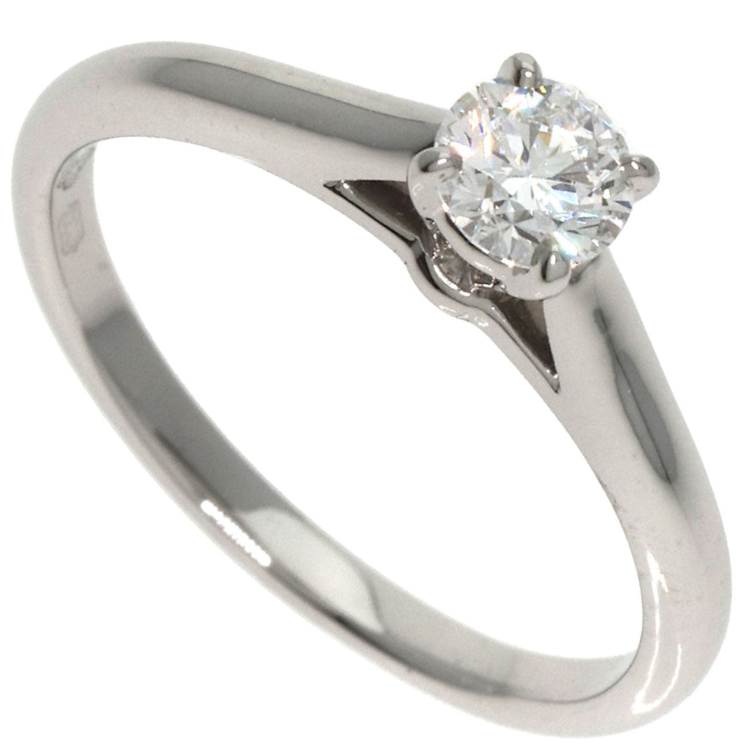 CARTIER Ring PT950 Silver Solitaire Diamond #47 Women Used Authentic