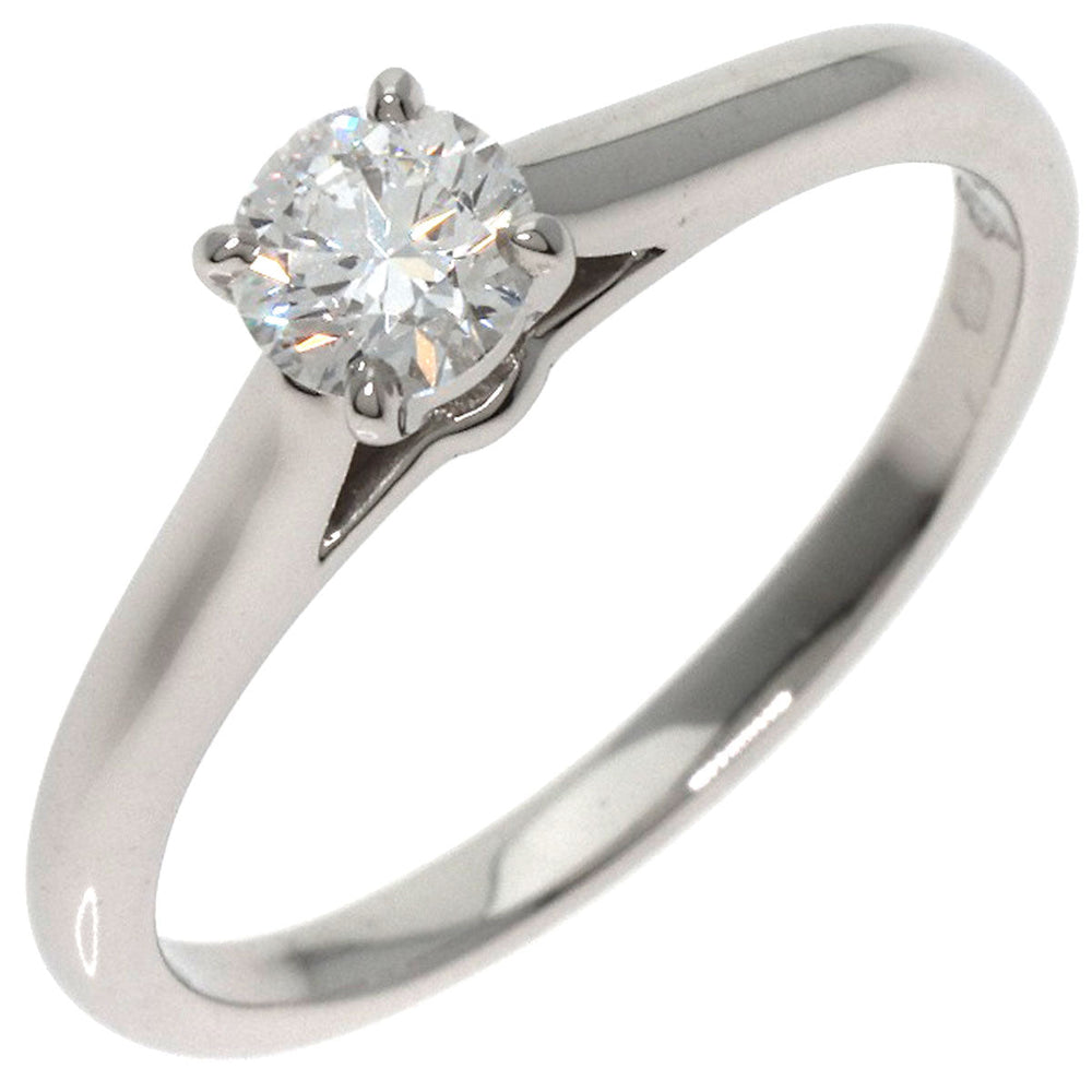 CARTIER Ring PT950 Silver Solitaire Diamond #47 Women Used Authentic