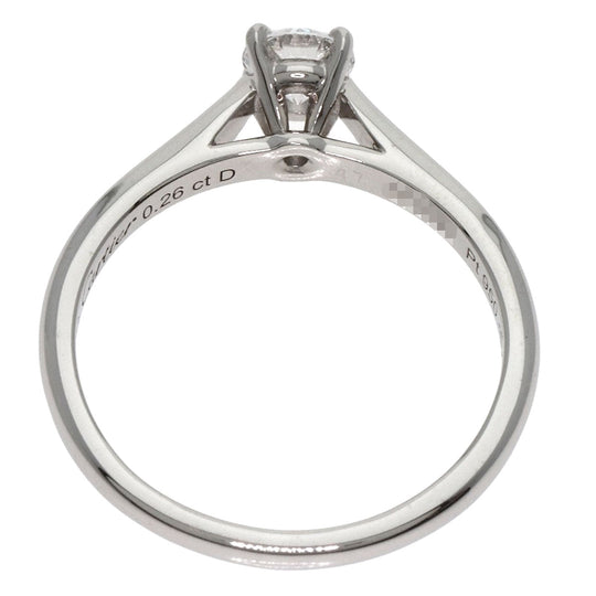 CARTIER Ring PT950 Silver Solitaire Diamond #47 Women Used Authentic