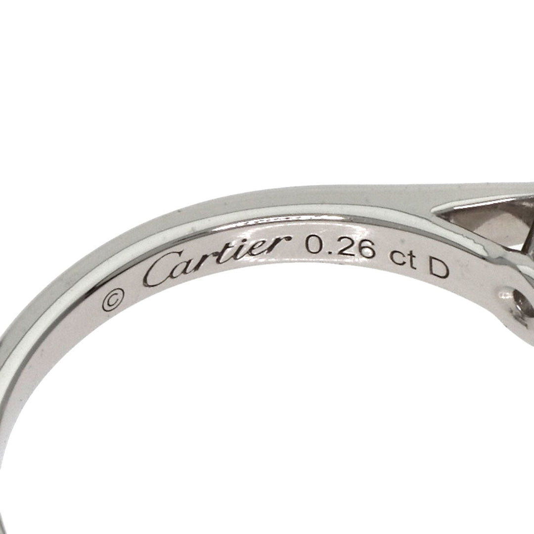 CARTIER Ring PT950 Silver Solitaire Diamond #47 Women Used Authentic