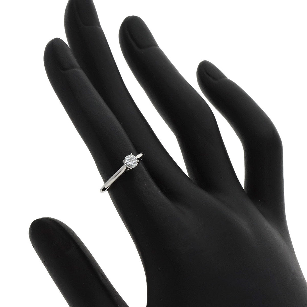 CARTIER Ring PT950 Silver Solitaire Diamond #47 Women Used Authentic