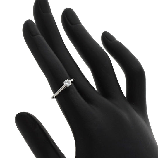 CARTIER Ring PT950 Silver Solitaire Diamond #47 Women Used Authentic
