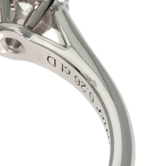 CARTIER Ring PT950 Silver Solitaire Diamond #47 Women Used Authentic