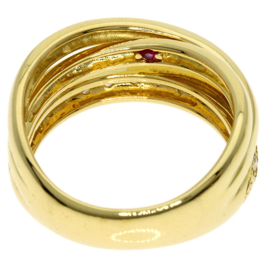 CELINE Ring 18K Yellow Gold gold Diamond Inner Stone Ruby Women Used Authentic