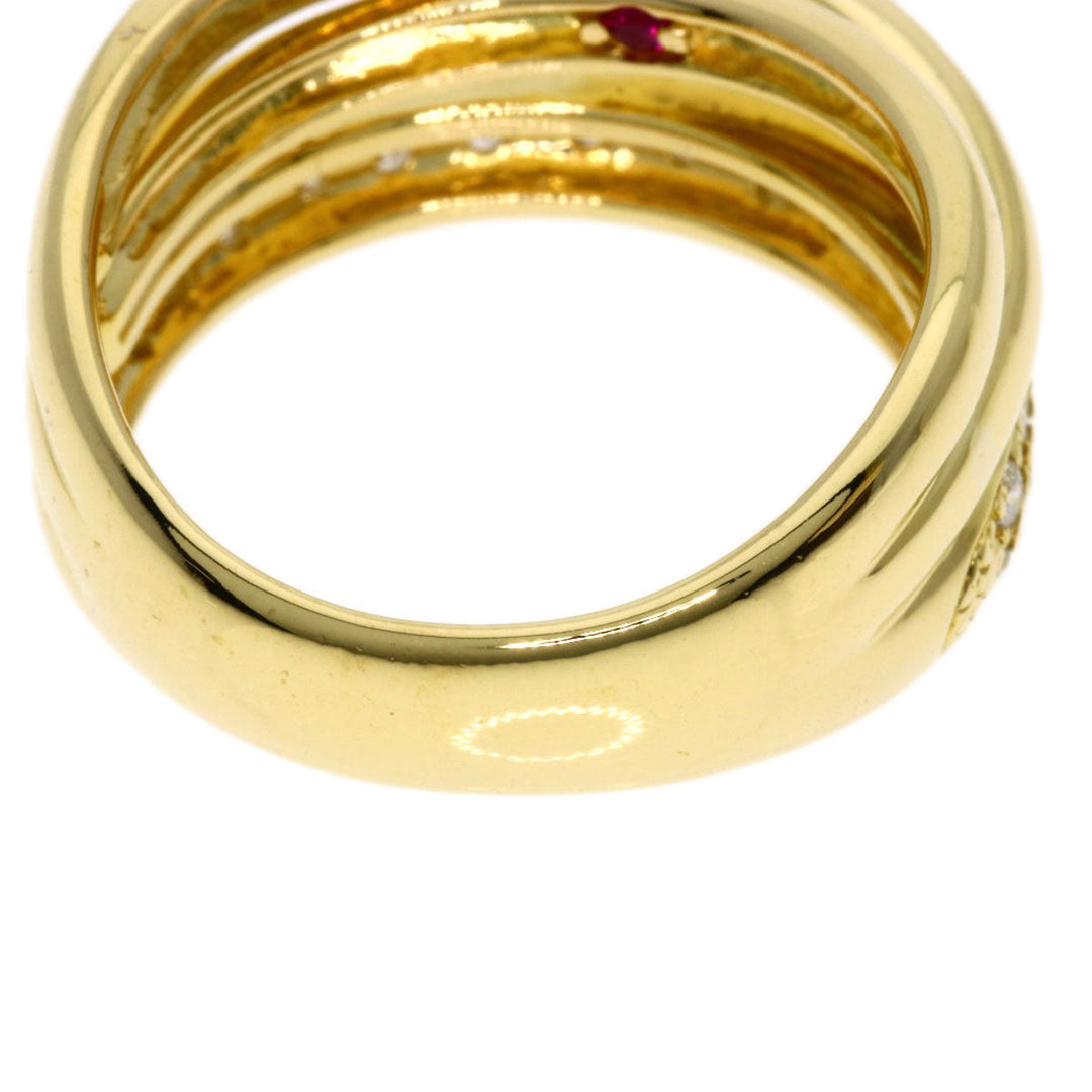 CELINE Ring 18K Yellow Gold gold Diamond Inner Stone Ruby Women Used Authentic
