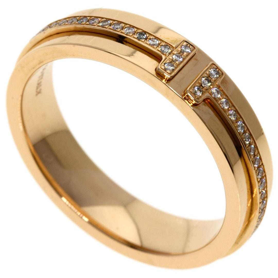 TIFFANY&Co. Ring 18K Pink Gold gold T narrow diamond Women Used Authentic