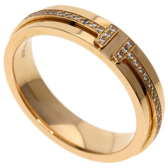 TIFFANY&Co. Ring 18K Pink Gold gold T narrow diamond Women Used Authentic