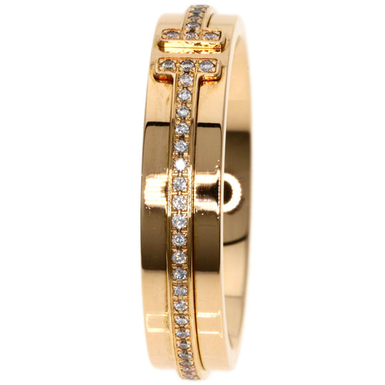 TIFFANY&Co. Ring 18K Pink Gold gold T narrow diamond Women Used Authentic