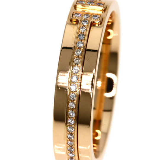 TIFFANY&Co. Ring 18K Pink Gold gold T narrow diamond Women Used Authentic