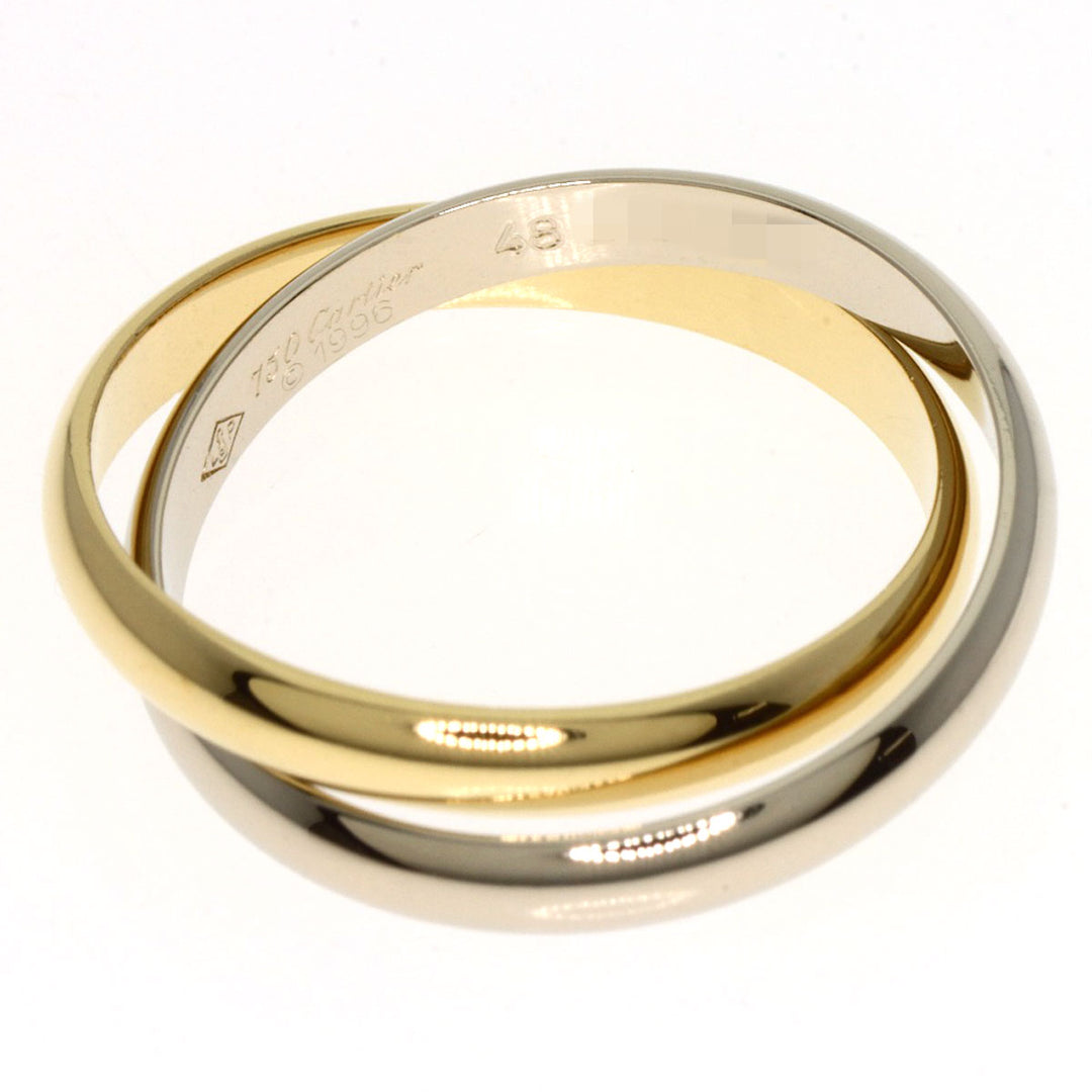 CARTIER Ring K18YG , K18WG Silver 2-row double #48 Women Used Authentic