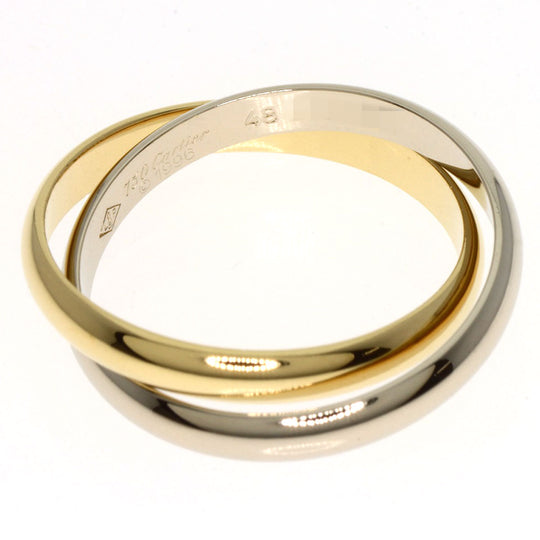CARTIER Ring K18YG , K18WG Silver 2-row double #48 Women Used Authentic
