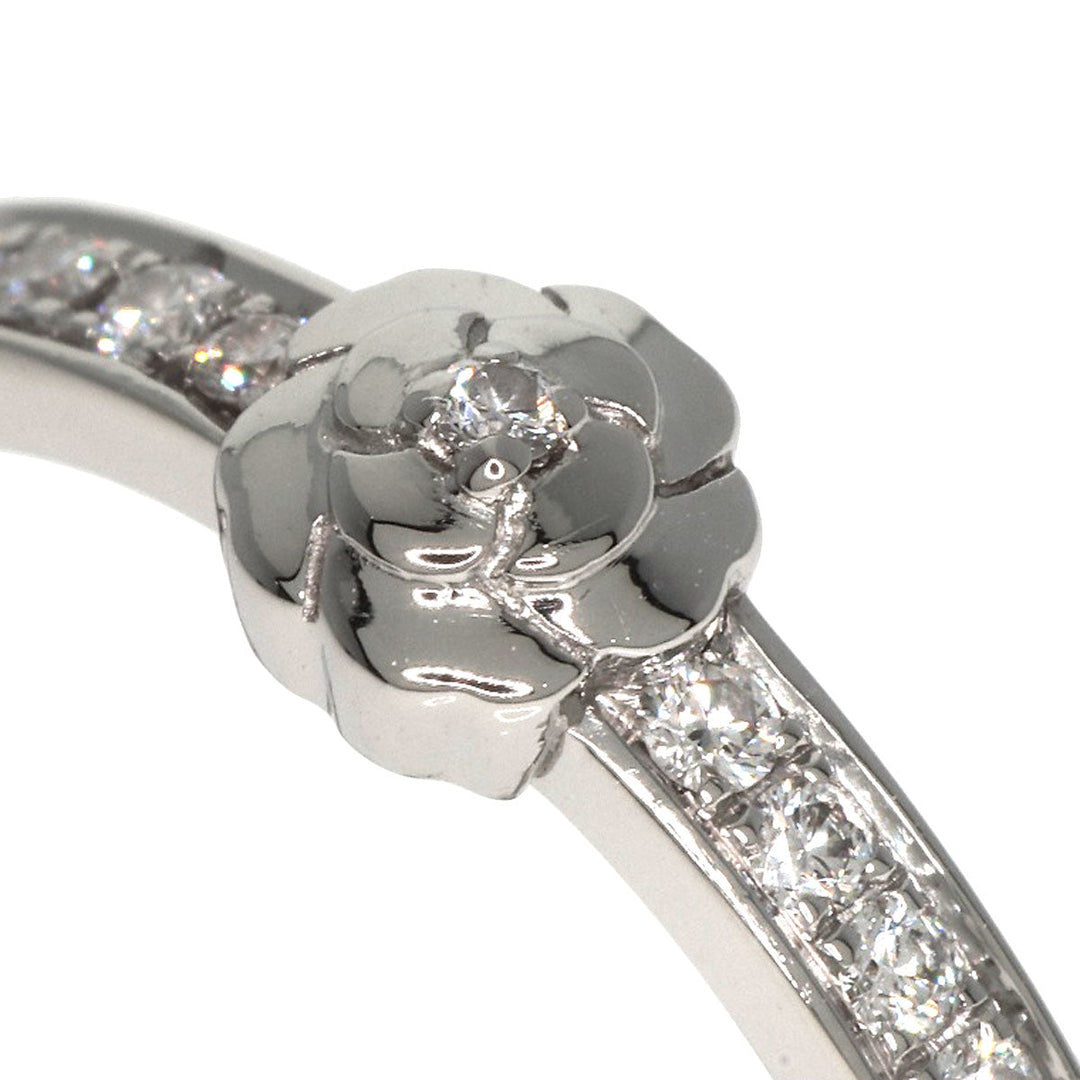 CHANEL Ring PT950 Silver Camellia Diamond #49