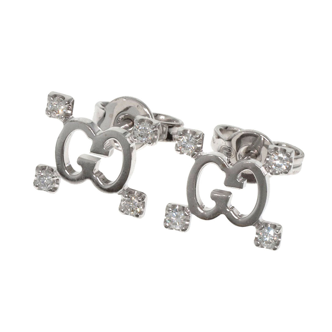 GUCCI Pierce K18WG Silver GG logo diamond