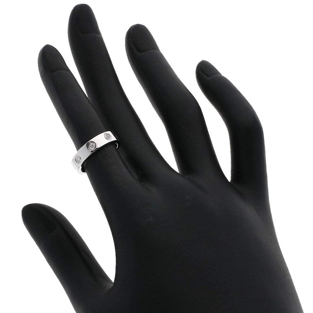 CARTIER Ring K18WG Silver Mini love ring full diamond #46 Women Used Authentic