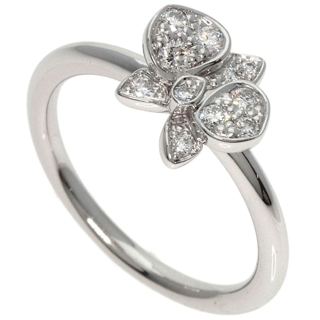 CARTIER Ring K18WG Silver Caress d'Orchidee Diamond #47 Women Used Authentic