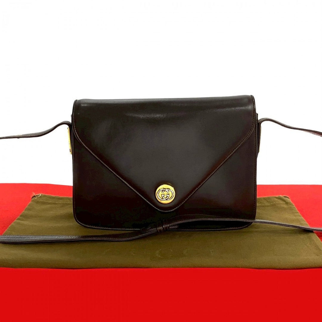GUCCI Shoulder Bag leather Brown