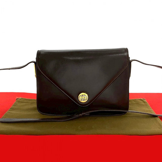 GUCCI Shoulder Bag leather Brown