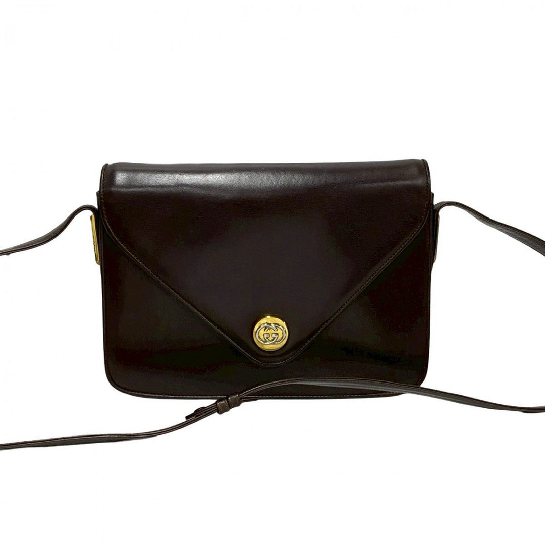 GUCCI Shoulder Bag leather Brown