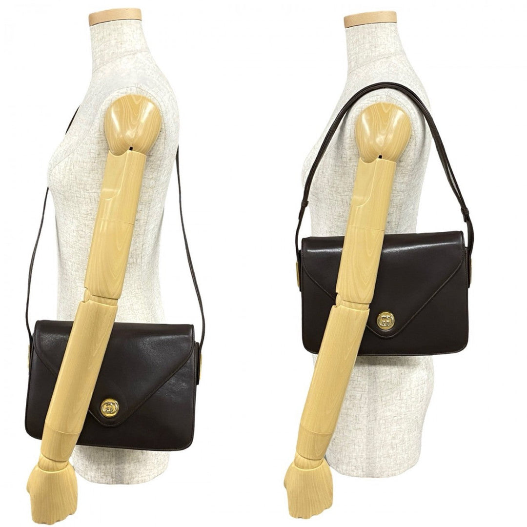 GUCCI Shoulder Bag leather Brown