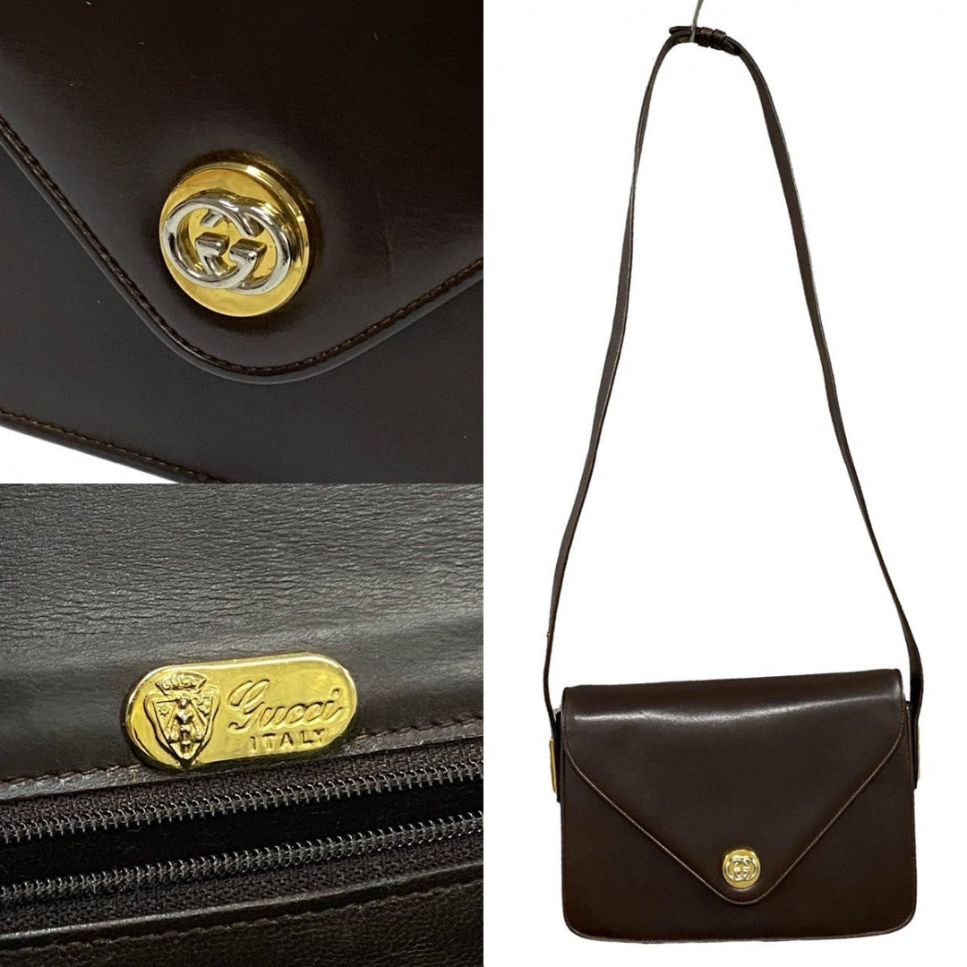 GUCCI Shoulder Bag leather Brown