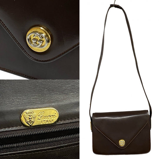 GUCCI Shoulder Bag leather Brown