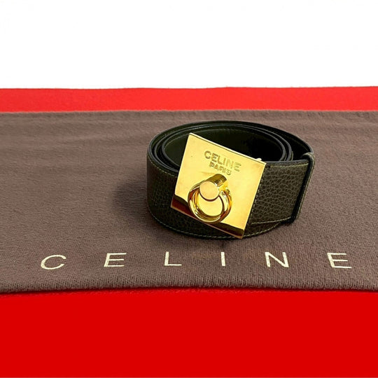 CELINE belt leather khaki