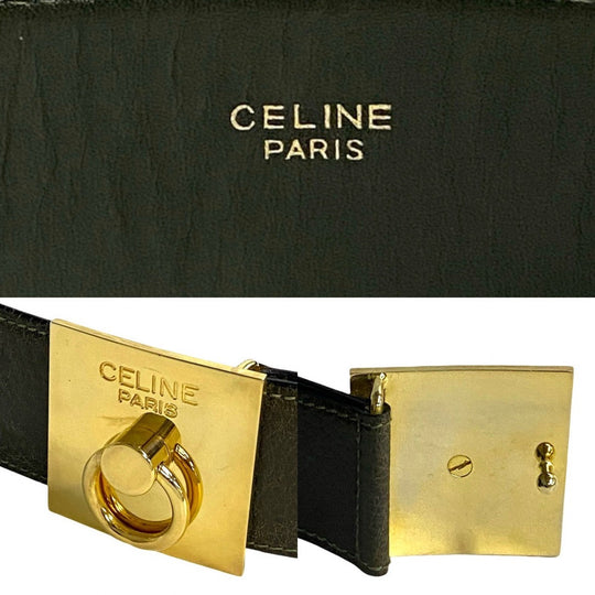 CELINE belt leather khaki