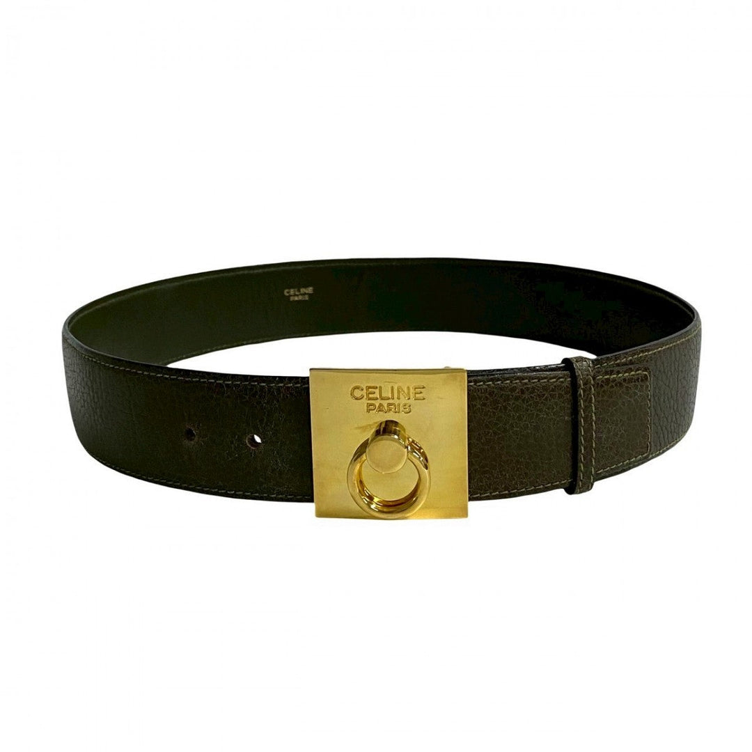 CELINE belt leather khaki