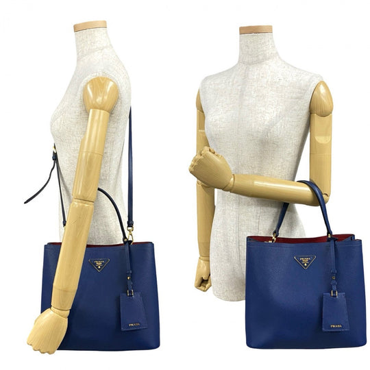 PRADA Shoulder Bag leather blue Panniers