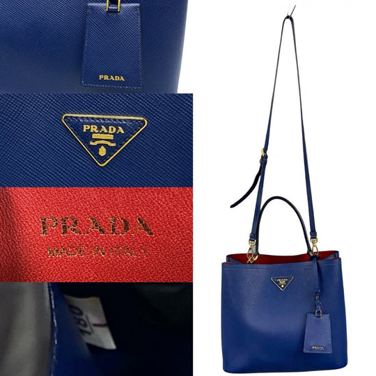 PRADA Shoulder Bag leather blue Panniers