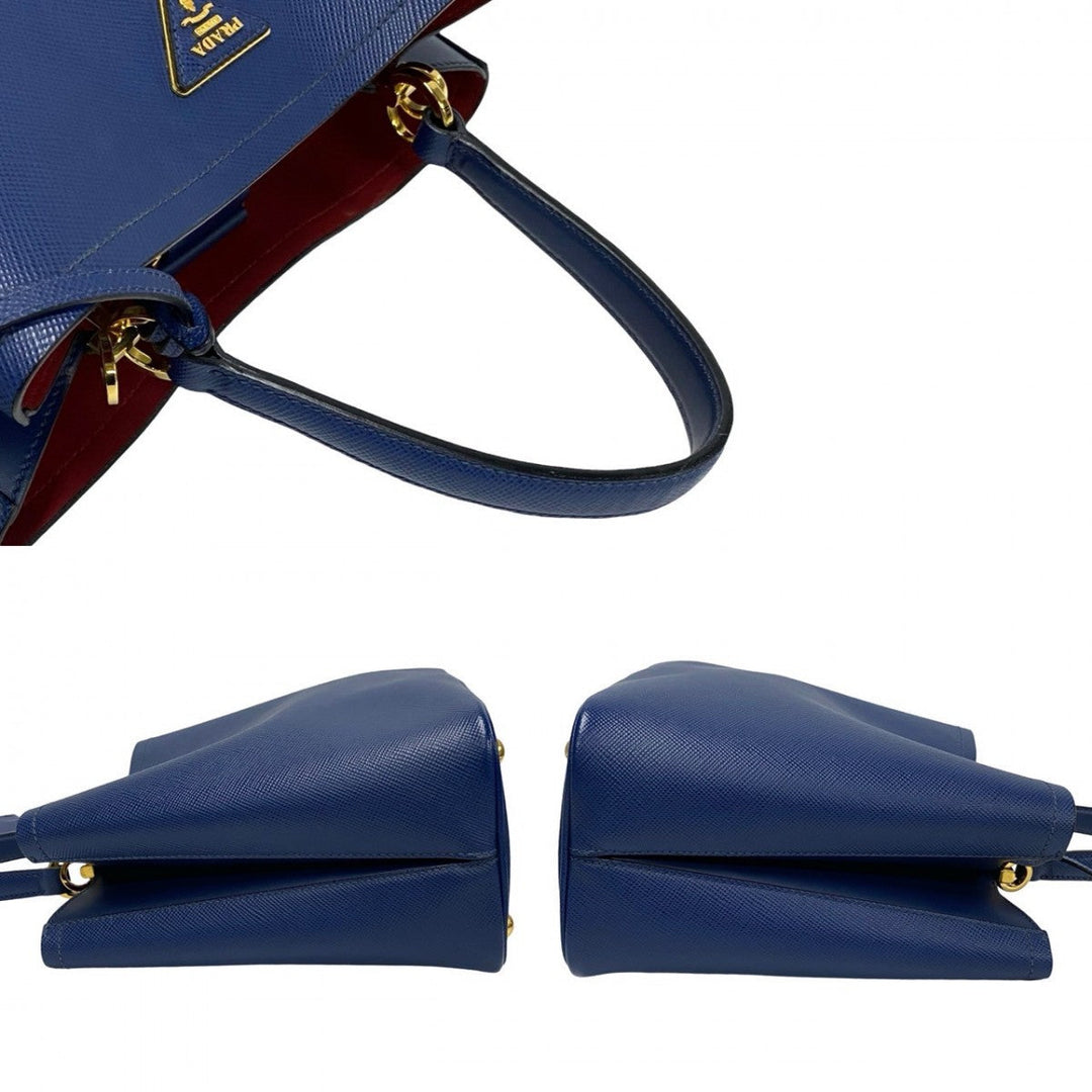 PRADA Shoulder Bag leather blue Panniers