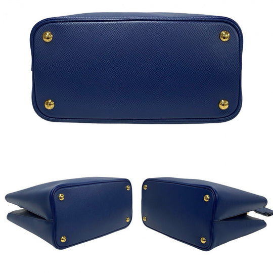 PRADA Shoulder Bag leather blue Panniers