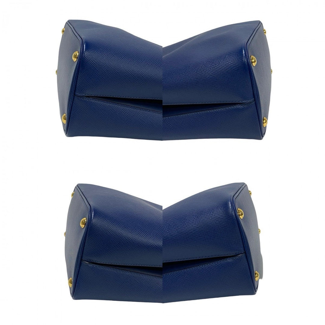 PRADA Shoulder Bag leather blue Panniers